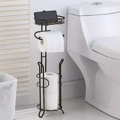 Discount Kirklands Home Bronze Toilet Paper Storage Stand with Basket Brown