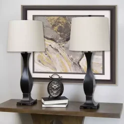 Discount Kirklands Home Bronzed Hourglass 2-pc. Table Lamp Set White