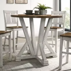 Discount Kirklands Home Brown and Antique White Wood Counter Table