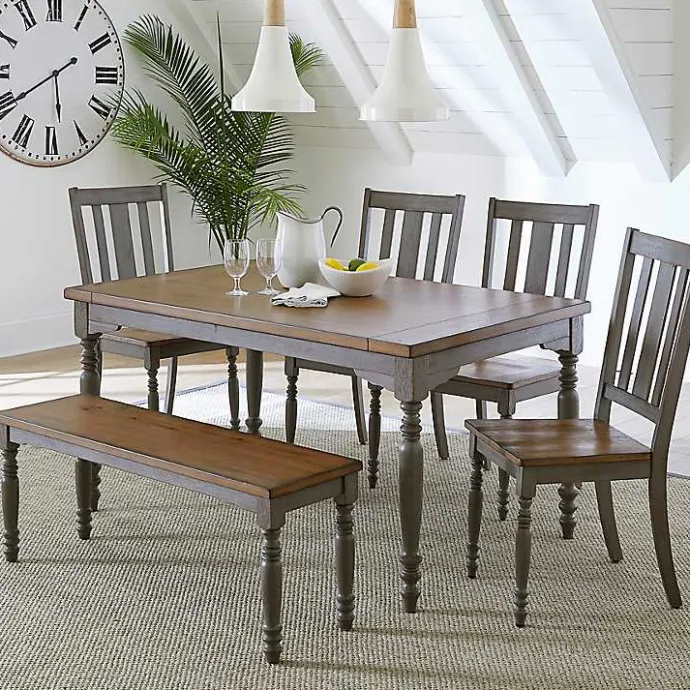 New Kirklands Home and Gray Wooden Dining Chairs, Set of 2 Brown