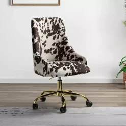 Sale Kirklands Home Brown and White Upholstered Cow Print Office Chair