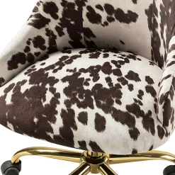 Sale Kirklands Home Brown and White Upholstered Cow Print Office Chair