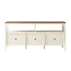 Kirklands Home Brown and Whitewashed Wood 3-Drawer Media Cabinet