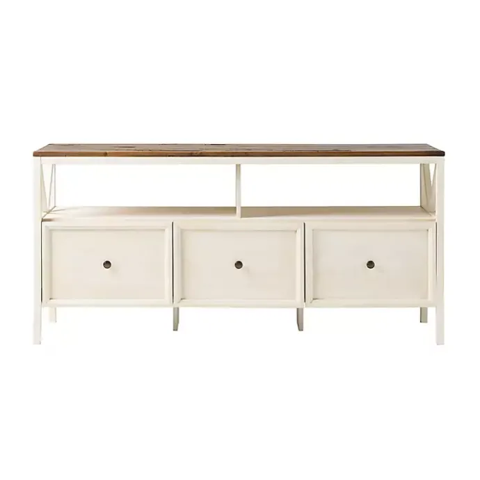 Kirklands Home Brown and Whitewashed Wood 3-Drawer Media Cabinet