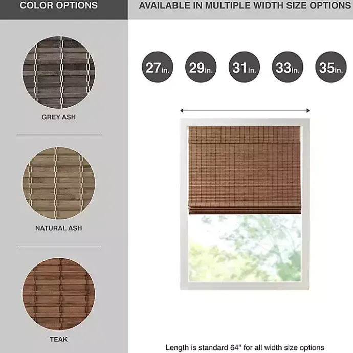 Discount Kirklands Home Bamboo Light Filtering Roman Shade, 35 in. Brown