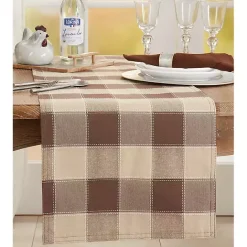 Discount Kirklands Home Brown Block Plaid Table Runner, 90 in.