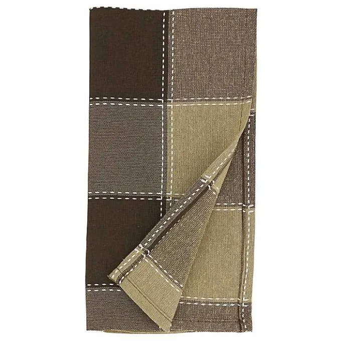 Clearance Kirklands Home Brown Block Stitched Napkins, Set of 4