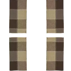 Clearance Kirklands Home Brown Block Stitched Napkins, Set of 4
