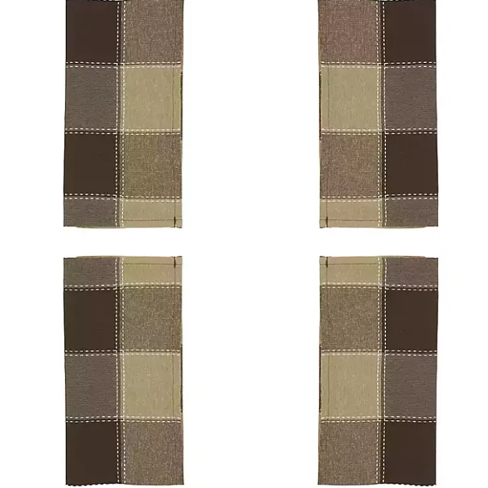 Clearance Kirklands Home Brown Block Stitched Napkins, Set of 4