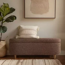Kirklands Home Boucle Flip-Top Storage Bench Brown