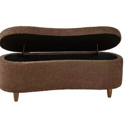 Kirklands Home Boucle Flip-Top Storage Bench Brown