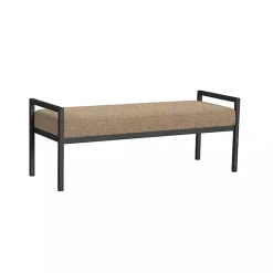 Hot Kirklands Home Boucle Upholstered Metal Frame Bench Brown