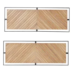 New Kirklands Home Chevron Wood Wall Plaques, Set of 2 Brown