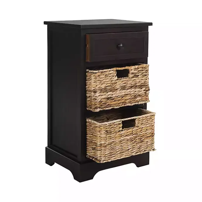 New Kirklands Home Cora Accent Table with Woven Storage Baskets Brown