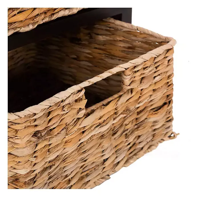 New Kirklands Home Cora Accent Table with Woven Storage Baskets Brown