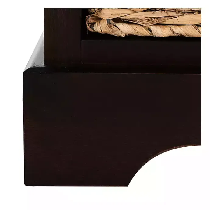 New Kirklands Home Cora Accent Table with Woven Storage Baskets Brown
