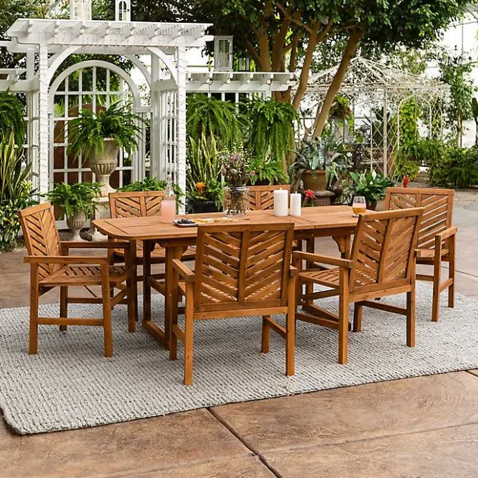 New Kirklands Home Extendable Table 7-pc. Outdoor Dining Set Brown