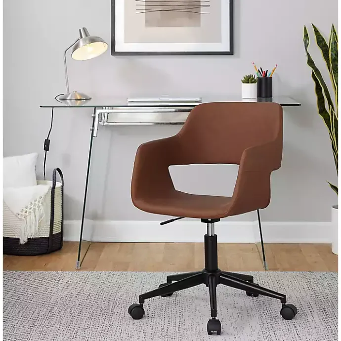 Clearance Kirklands Home Faux Leather & Black Marshall Office Chair Brown