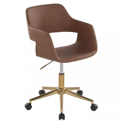 Best Kirklands Home Faux Leather & Gold Marshall Office Chair Brown
