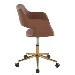 Best Kirklands Home Faux Leather & Gold Marshall Office Chair Brown