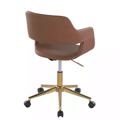Best Kirklands Home Faux Leather & Gold Marshall Office Chair Brown
