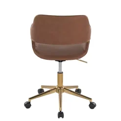 Best Kirklands Home Faux Leather & Gold Marshall Office Chair Brown