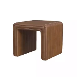 Clearance Kirklands Home Faux Leather Channeled Upholstered Ottoman Brown