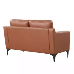 Sale Kirklands Home Faux Leather Fletcher Loveseat Brown