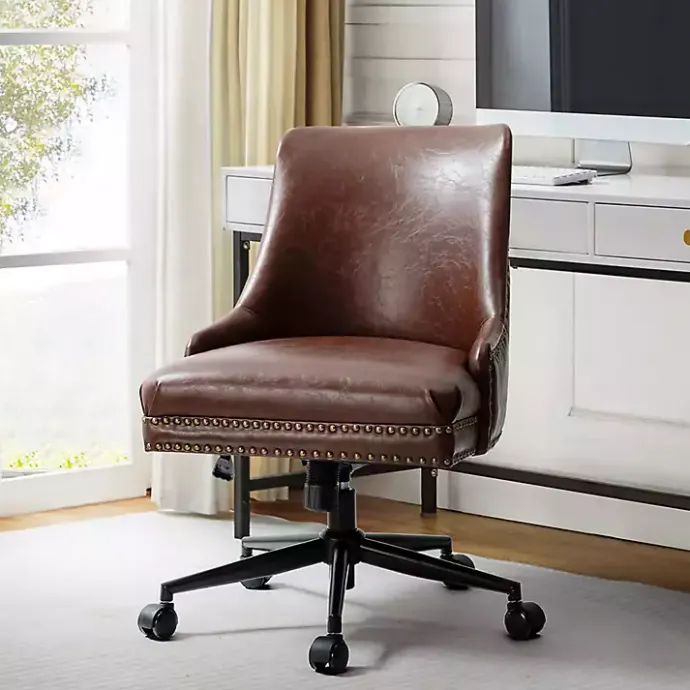 Clearance Kirklands Home Faux Leather Rocking Office Chair Brown