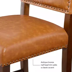 Sale Kirklands Home Brown Faux Leather Square Classic Counter Stool Tan