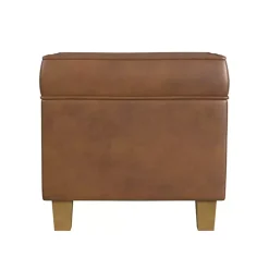 New Kirklands Home Faux Leather Square Storage Ottoman Brown