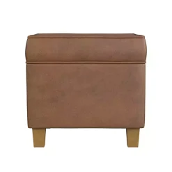New Kirklands Home Faux Leather Square Storage Ottoman Brown