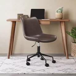 Outlet Kirklands Home Faux Leather Swivel Office Chair Brown