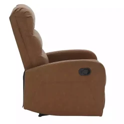 Outlet Kirklands Home Faux Leather Upholstered Slim Recliner Brown