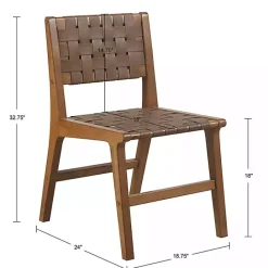 Hot Kirklands Home Faux Leather Woven Dining Chairs, Set of 2 Brown