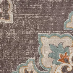 New Kirklands Home Brown Floral Medallion Outdoor Area Rug, 5x7