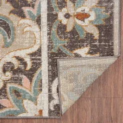 New Kirklands Home Brown Floral Medallion Outdoor Area Rug, 5x7