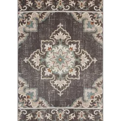 Online Kirklands Home Brown Floral Medallion Outdoor Area Rug, 7x9