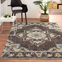 Online Kirklands Home Brown Floral Medallion Outdoor Area Rug, 7x9