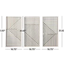 Clearance Kirklands Home Brown Geometric Wood Panel Wall Plaques, Set of 3