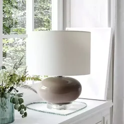 Best Kirklands Home Glass Short Oval Table Lamp Brown