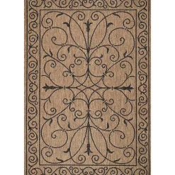 Kirklands Home Kathleen Scroll Outdoor Area Rug, 5x7 Brown
