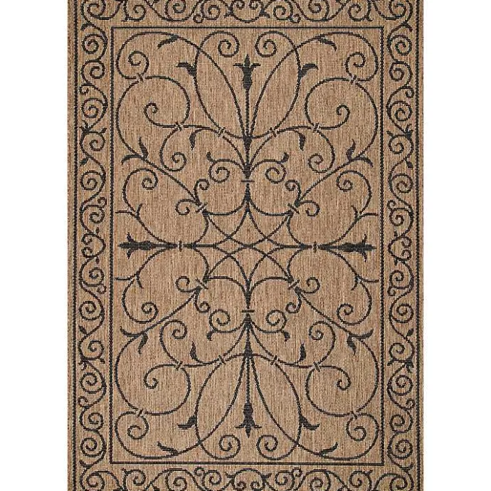 Kirklands Home Kathleen Scroll Outdoor Area Rug, 5x7 Brown