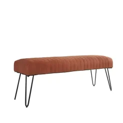 Kirklands Home Leather Tufted Panel Bench Brown