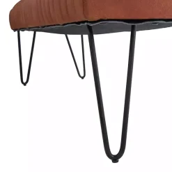 Kirklands Home Leather Tufted Panel Bench Brown