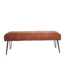 Kirklands Home Leather Tufted Panel Bench Brown