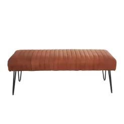 Kirklands Home Leather Tufted Panel Bench Brown