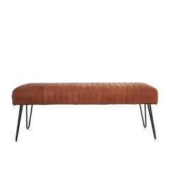 Kirklands Home Leather Tufted Panel Bench Brown