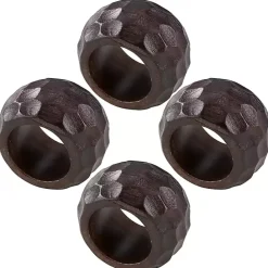 Outlet Kirklands Home Mango Wood Chunky Napkin Rings, Set of 4 Brown