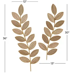 Clearance Kirklands Home Metal and Reed Leaf Wall Plaques, Set of 2 Brown
